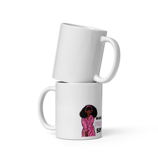 White glossy mug